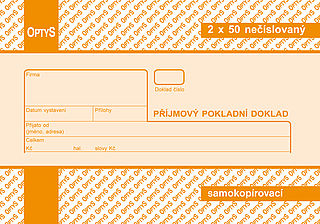Příjmový pokladní doklad nečíslovaný propis.A6 2x50listů OPTYS