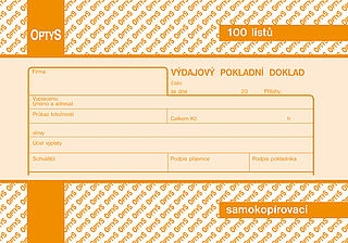 Výdajový pokladní doklad 100listů,samopropis A6, OPTYS 1083
