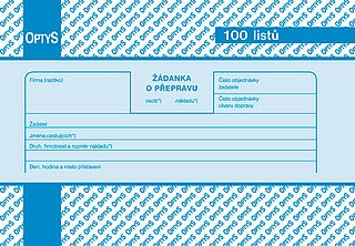 Žádanka o přepravu,100 listů A6,nepropis,  OPTYS 1176