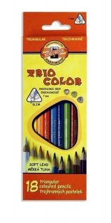 Pastelky trojhranné sada 18 barev, TRIOCOLOR, KOH-I-NOOR, 3133