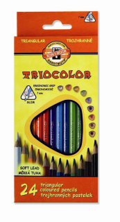Pastelky trojhranné sada 24 barev, TRIOCOLOR, KOH-I-NOOR, 3134