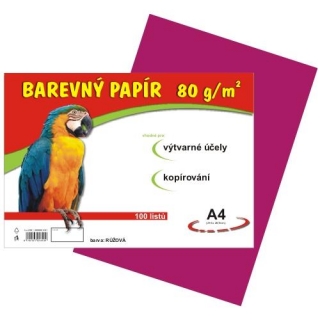 Papír pro výtvarku 80g A4 , růžový, 100 listů v balení