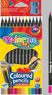 trojhranné pastelky,12 barev+ořezávátko, černé