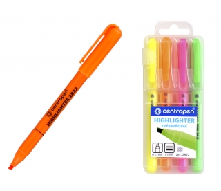 Zvýrazňovač 2822 sada 4 barev, šíře stopy 1-3mm, klinový hrot, CENTROPEN