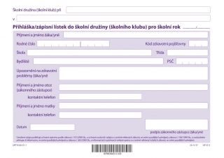 Zápisní lístek do školní družiny A5 OPTYS 3111