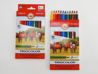 Pastelky trojhranné sada 12 barev, JUMBO, TRIOCOLOR, KOH-I-NOOR 3142