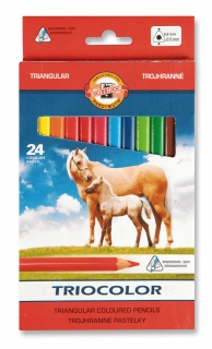 Pastelky trojhranné sada 24 barev, TRIOCOLOR, KOH-I-NOOR 3144