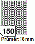 Etikety, kruhové, bílé, průměr 18mm, 1 arch A4 = 150 etiket