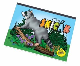 Skicák, čtvrtky, A4, v bloků 20 listů, 12101020
