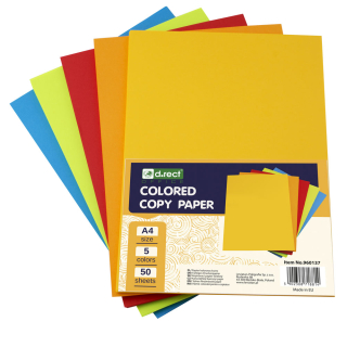 Papír xerografický, Colour, intenzivní barvy,A4, 80g, mix 5 barev, 250listů (5barev/50listů) žlutá, oranžová, červená, zelená, modrá