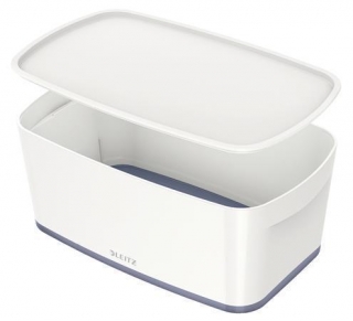 Úložný box s víkem "MyBox", bílá-šedá, malý, LEITZ