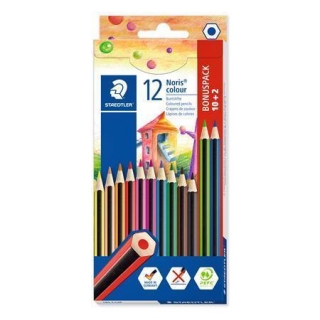 Barevné pastelky "Noris Colour", 10+2 mix barev, šestihranné, STAEDTLER
