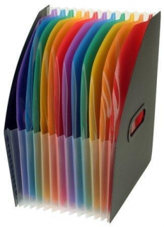 Stojan na časopisy s přihrádkami "Rainbow Class", černá, 12 částí, PP, VIQUEL