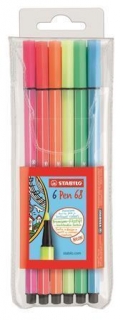 Fixy "Pen 68", 6 neonových barev, 1mm, STABILO