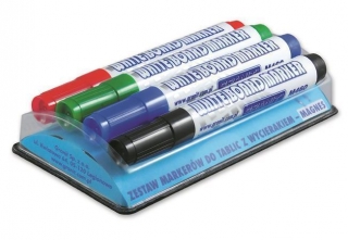 Popisovače na bílou tabuli "M460", sada 4 barev s magnetickým držákem, 2-3 mm, GRANIT