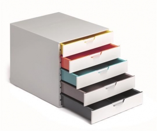 Zásuvkový box "VARICOLOR® 5", světle šedá, plastový, 5 zásuvek, DURABLE