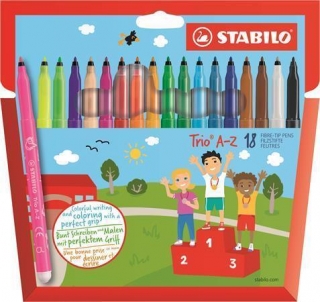 Fixy "Trio A-Z", sada, 18 různých barev, 0,7 mm, STABILO