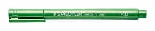Dekorační popisovač, metalická zelená, 1-2 mm, kuželový hrot, STAEDTLER