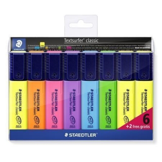 Zvýrazňovače "Textsurfer classic 364", sada, 6+2, 1-5 mm, STAEDTLER