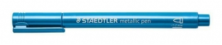 Dekorační popisovač, metalická modrá, 1-2 mm, kuželový hrot, STAEDTLER