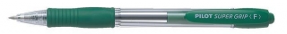 Kuličkové pero "Super Grip", zelené tělo, 0,27mm, zelená, PILOT
