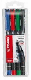 Permanentní popisovač "OHPen M", mix barev, 1mm, 4ks/bal., STABILO