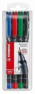 Permanentní popisovač "OHPen S", mix barev, 0,4mm, 4ks/bal., STABILO