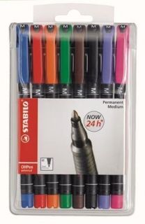 Permanentní popisovač "OHPen M", 8 různých barev, 1 mm, STABILO