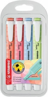 Zvýrazňovače "Swing Cool Pastel", sada 4 barev, 1-4 mm, STABILO
