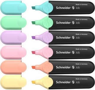 Zvýrazňovač "Job Pastel", sada 6 pastelových barev, 1-5 mm, SCHNEIDER