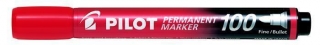 Permanentní popisovač "Permanent Marker 100", červená, 1 mm, kuželový hrot, PILOT