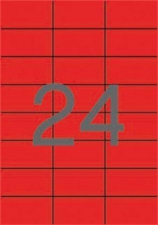 Etiketa, 70 x 37mm, červená, 2400ks/bal., APLI
