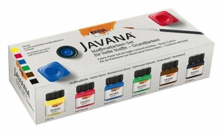Sada barev na světlý textil 6 x 20 ml - Základní "Fabric Paint Set Basic", JAVANA