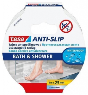 Protiskluzová páska do koupelny "Anti-Slip", transparentní, 25 mm x 5m, TESA