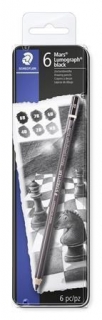 Grafitové tužky "Mars Lumograph", sada, 6 tvrdostí, šestihranná, umělecká, STAEDTLER