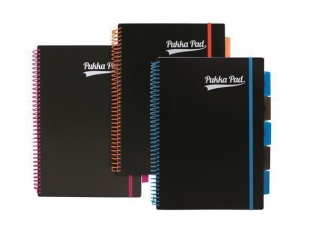 Blok "Neon černý notepad", A4, mix barev, linkovaný, 100 listů, spirálová vazba, PUKKA PAD