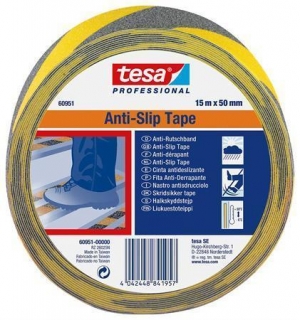 Protiskluzová bezpečnostní páska "Anti-Slip", černá-žlutá, 50 mm x 15 m, TESA