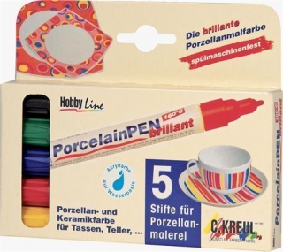 Sada Fixy na porcelán "BRILLANT" 5 barev, Hobby Line
