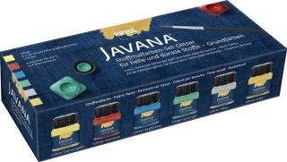 Sada Barva na textil třpytivá 6 x 20 ml - základní "Fabric Paint Glitter Basic", JAVANA