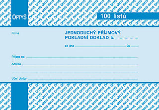 Příjmový doklad A6 jednoduchý 100listů,nepropisovací, OPTYS 1067