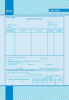 Cestovní příkaz A4, 100listů, OPTYS 1050